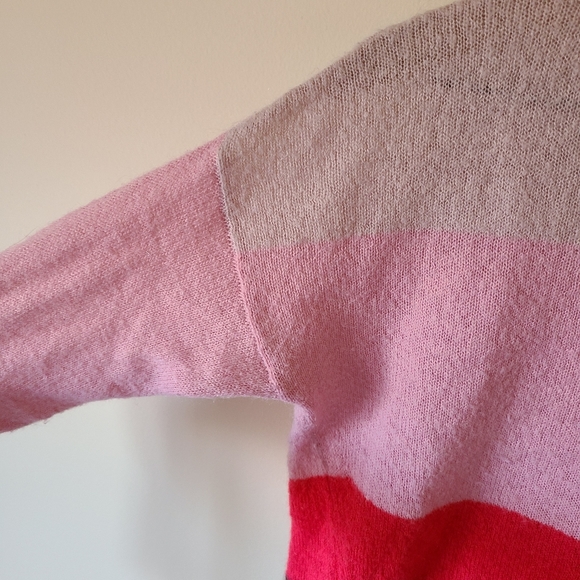 Loft Pink Color Block striped high low sweater - Picture 3 of 5